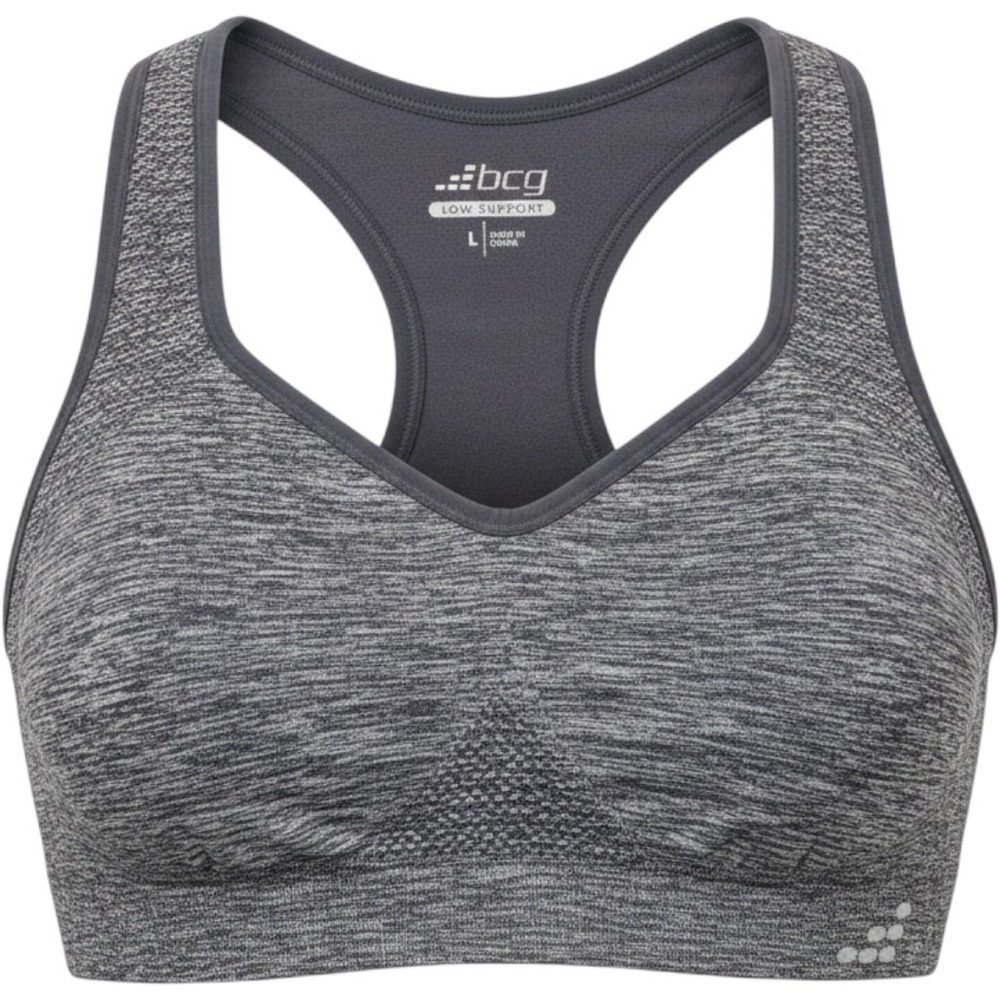 BCG‎ Womens Low Support Space Dye Racerback Sports Bra Gray SGBCWP0079 Size L